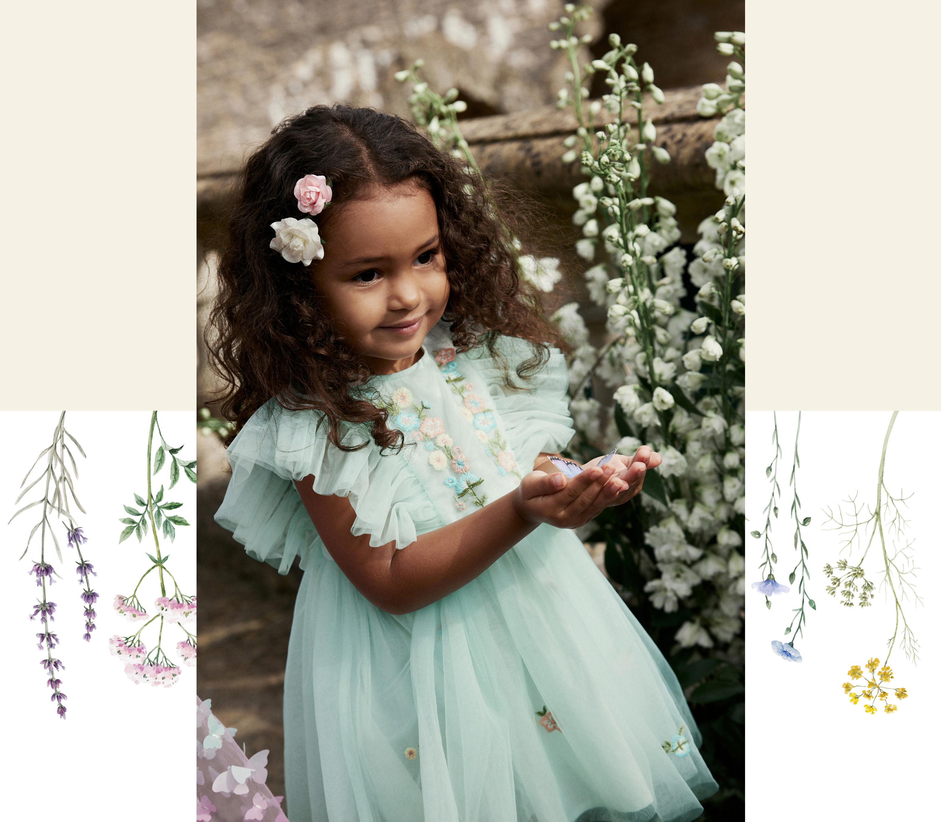 Pale Blue Embroidered Mesh Party Dress